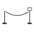 Montour Line Stanchion Post and Rope Kit Black, 2FlatTop 1Tan Rope 8.5x11H Sign C-Kit-1-BK-FL-1-Tapped-1-8511-H-1-PVR-TN-PS
